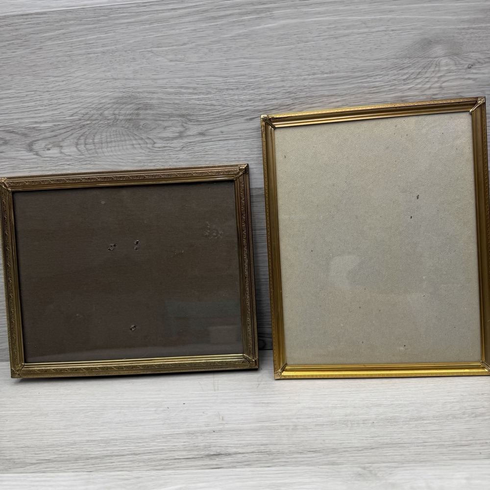 Gold Metal Picture Frames Set 2 Ornate 8x10 Cottage Core Gallery Wall VTG